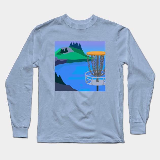 Disc Golf Near a Lake Long Sleeve T-Shirt by Star Scrunch